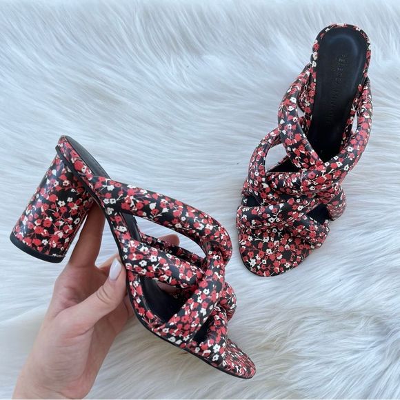 Rebecca Minkoff Shoes - • Rebecca Minkoff Amandine Heel in Red Floral Print Chunky Heel Slip-on Size 6.5